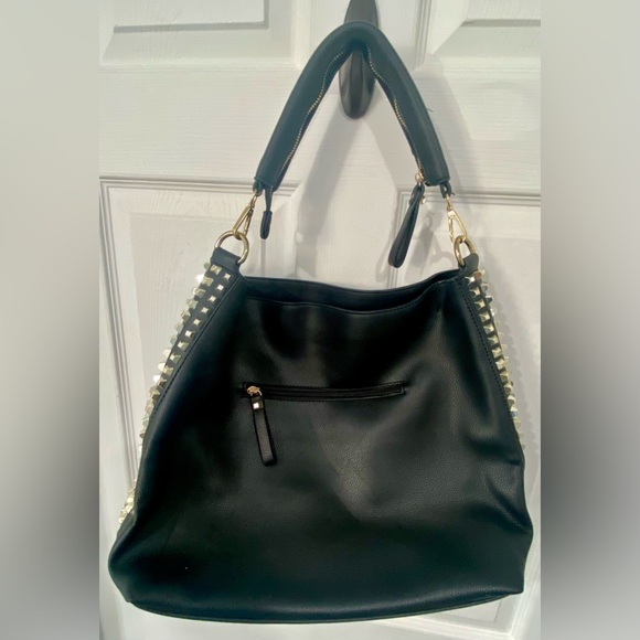 Chic Black Studded Hobo Bag - Picture 4 of 5